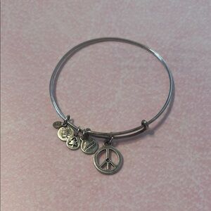 Alex and Ani Silver Peace Charm Bracelet